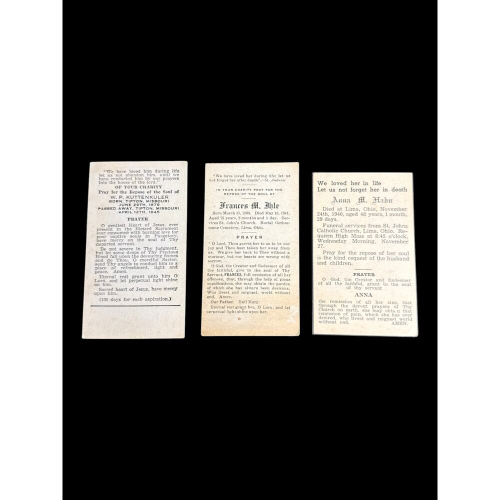 Vintage Catholic Funeral Memorial Prayer Cards 1925-1945 Lot of 6 Ephemera - Picture 6 of 6